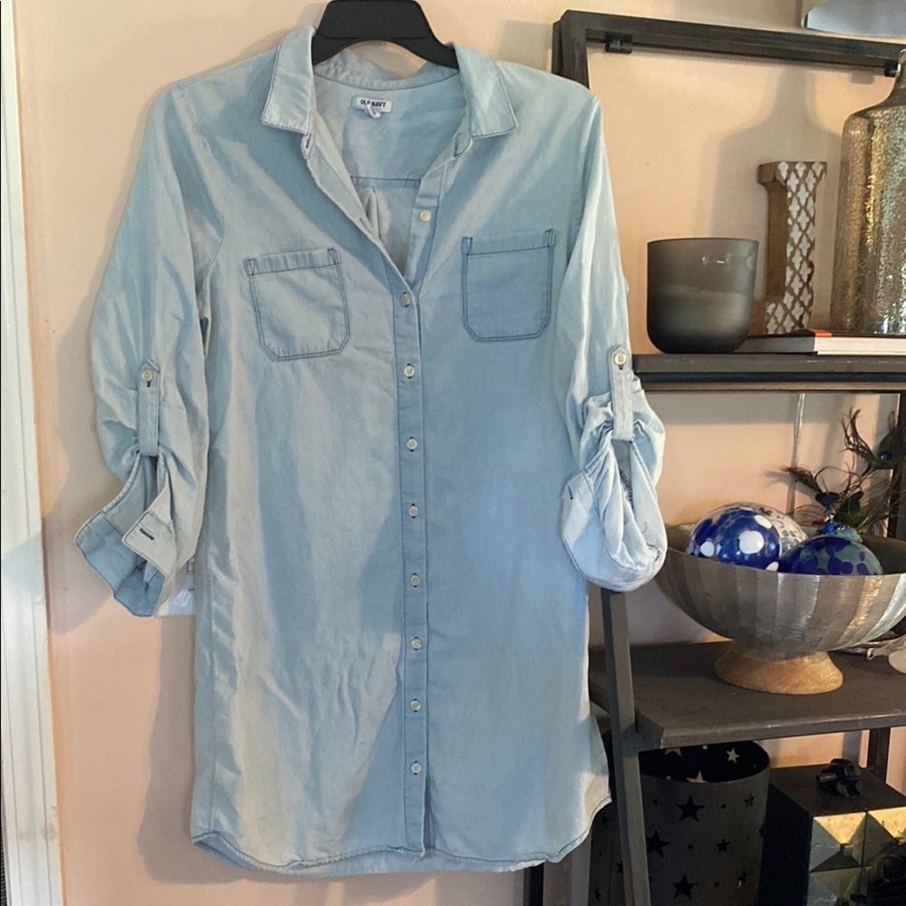 Old Navy Sky Blue Shirt Dress Y2K size large